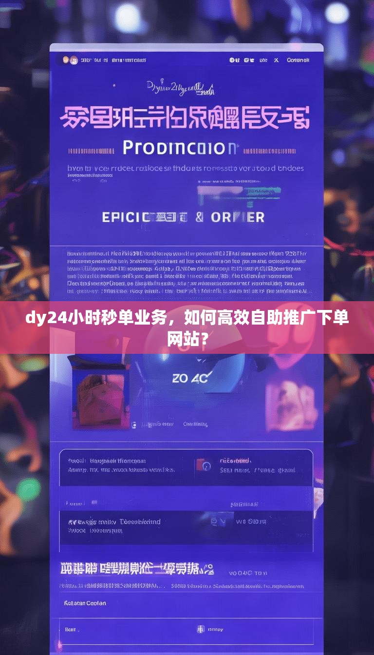dy24小时秒单业务，如何高效自助推广下单网站？