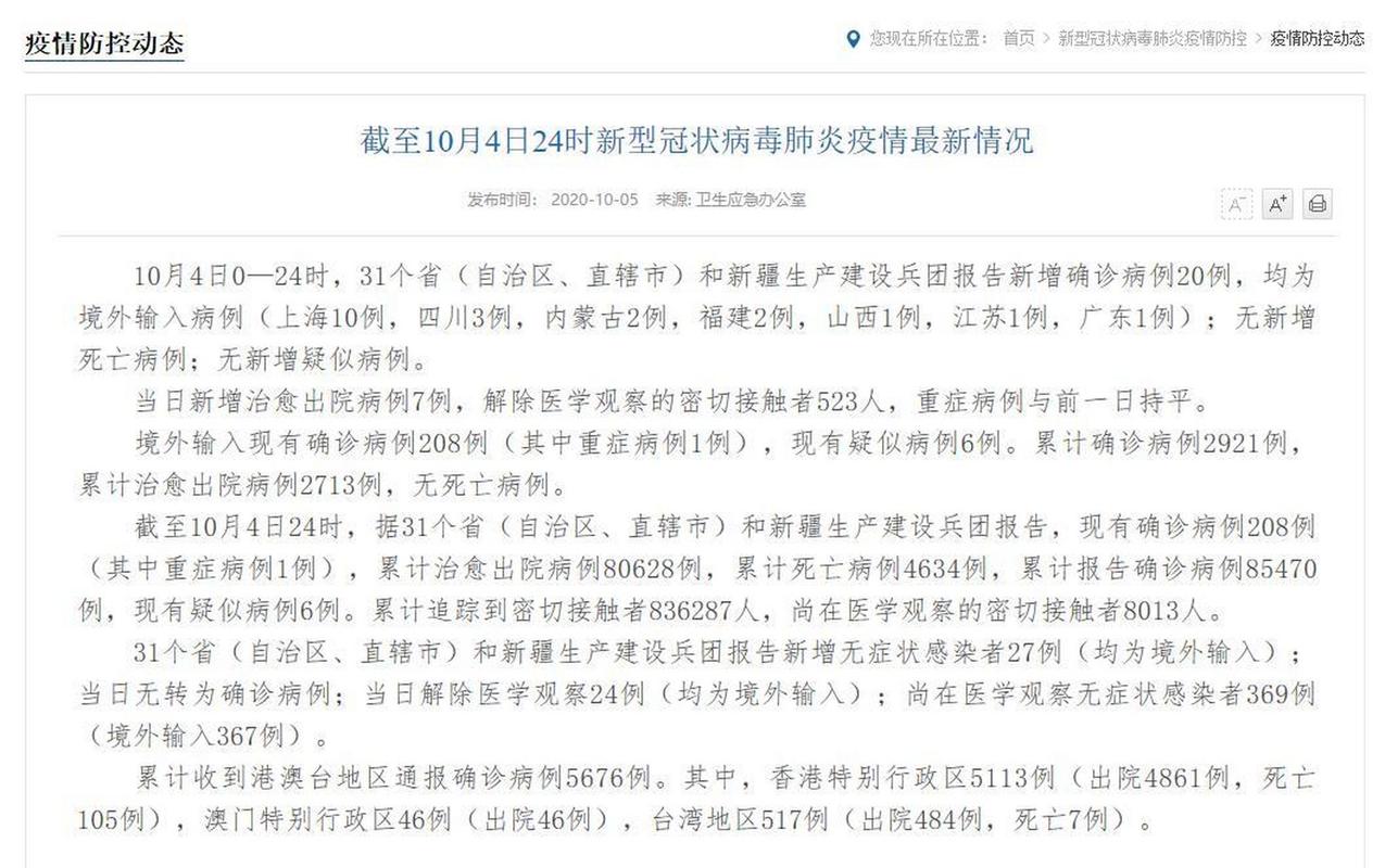 31省区市新增境外输入病例情况：10例（或20例）详情